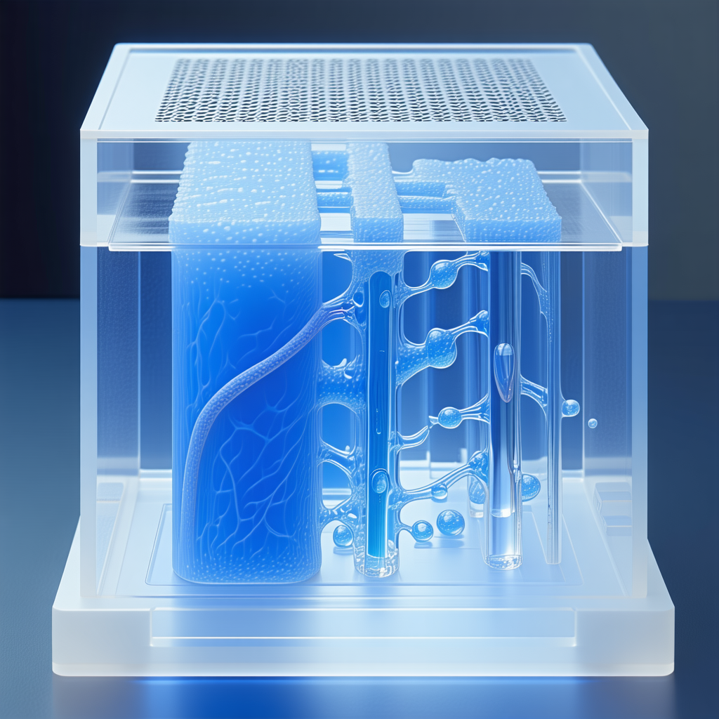 A Blue And Clear Plastic Box Is Filled With A Blue Liquid