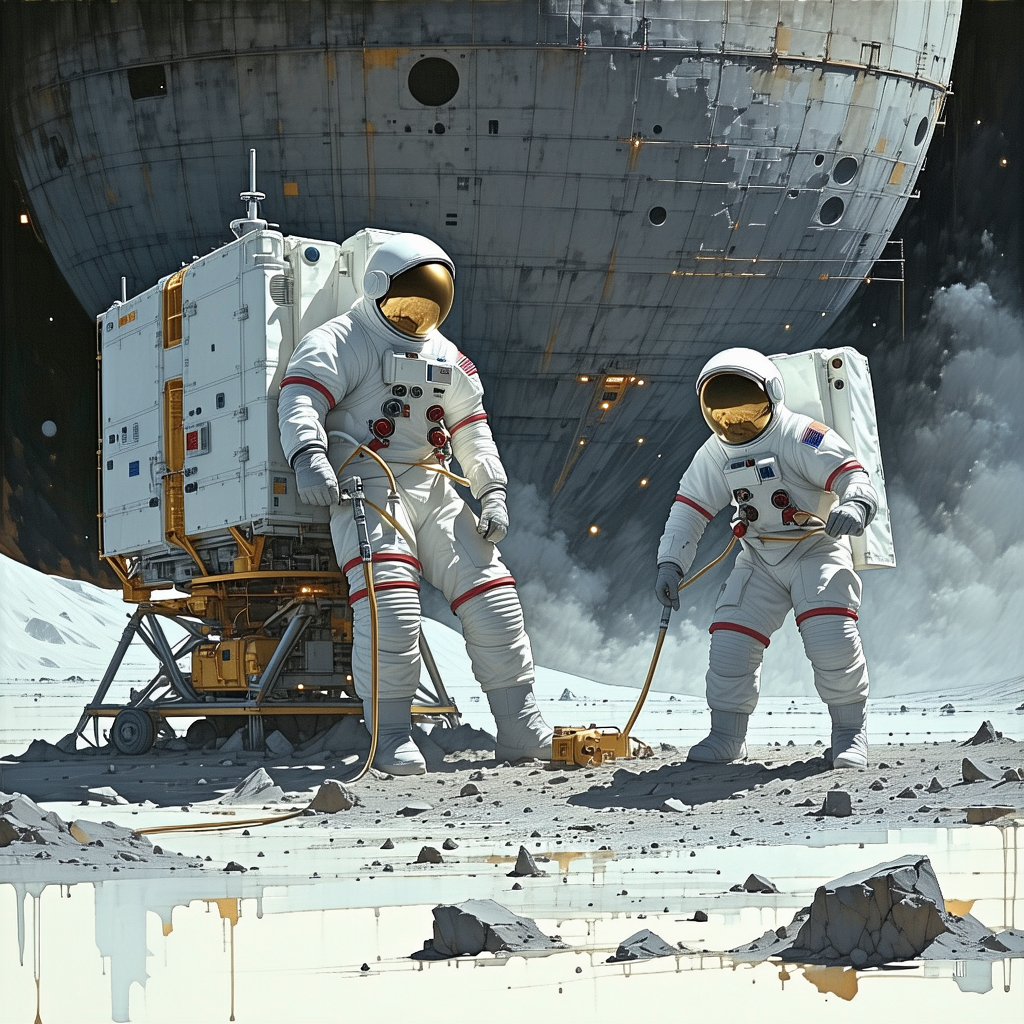 In The Image, There Are Two Astronauts Standing On The Surface Of A Rocky Planet