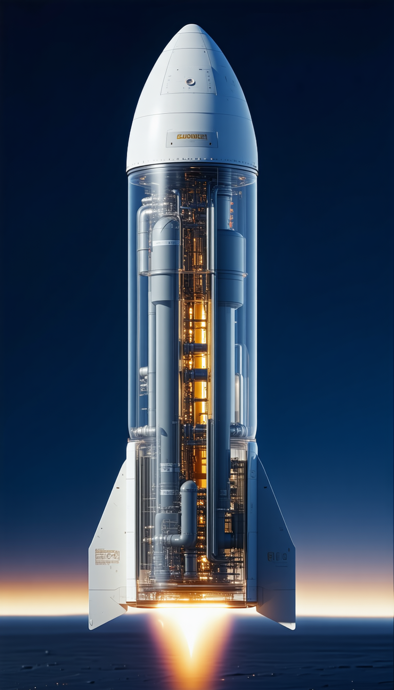 A Rocket Ship Is Shown In A Blue Background