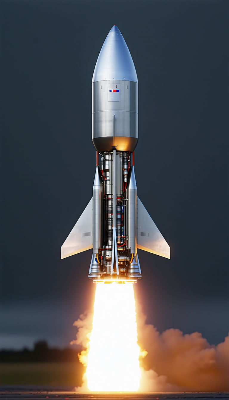 A Rocket Is Shown In A Close-up Shot, With Its Engine And Fuel System Visible