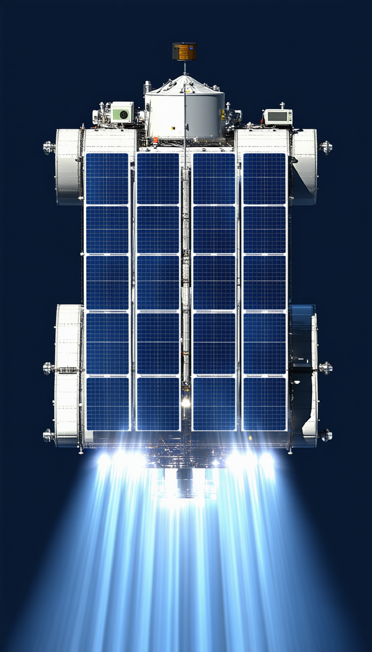 A Large Spacecraft With A Solar Panel On Its Side