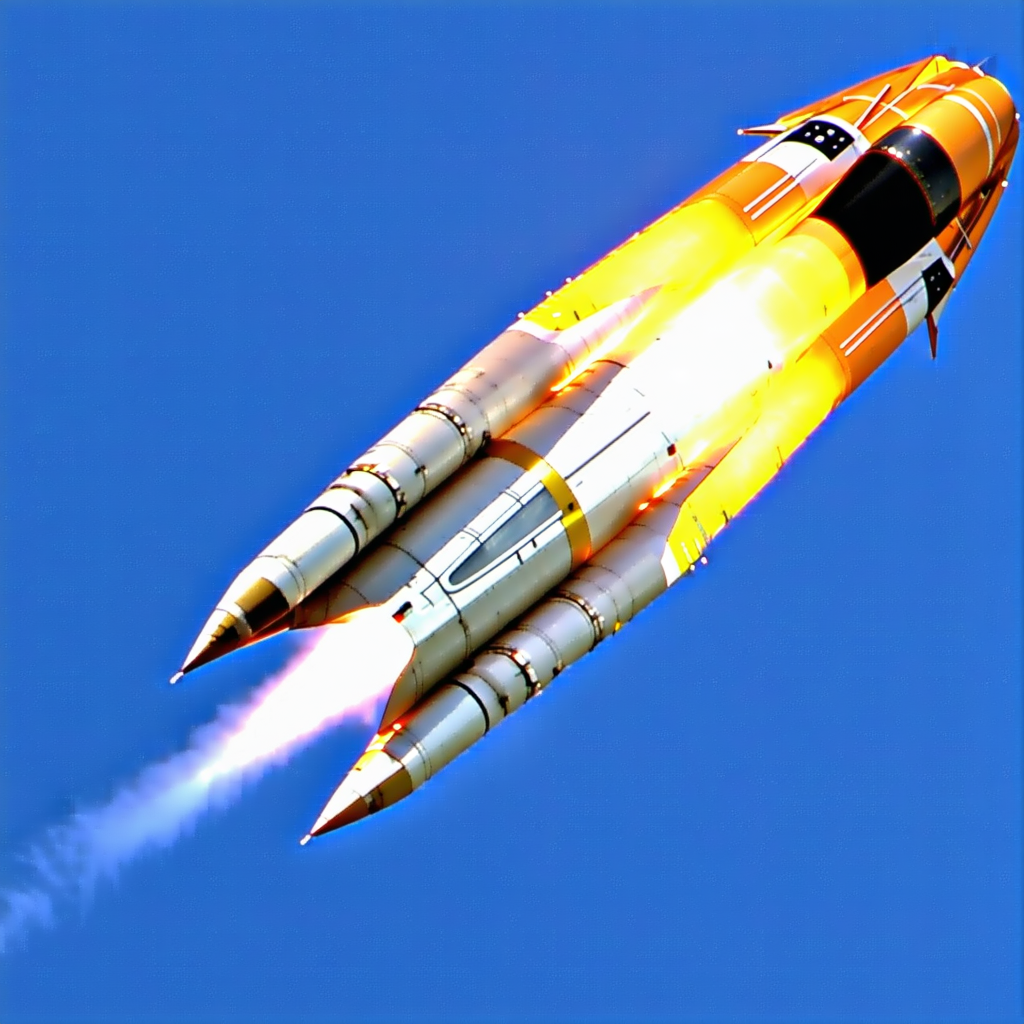 A Rocket Is Flying Through The Sky, Leaving A Trail Of Smoke Behind It