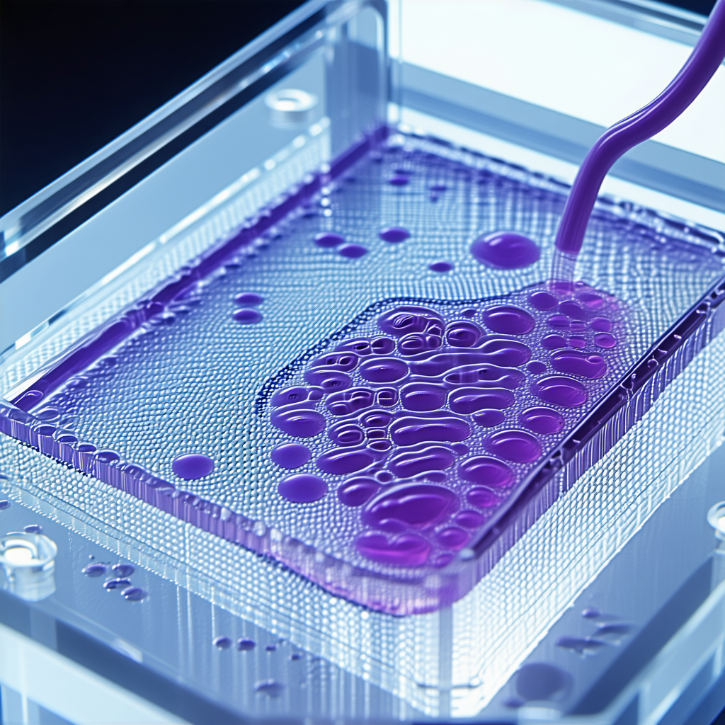 A Purple Substance Is Being Poured Into A Container