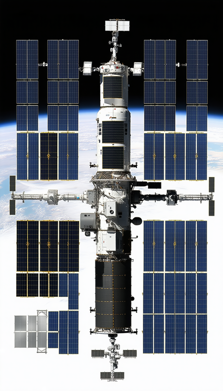 large spacecraft shown close-up view