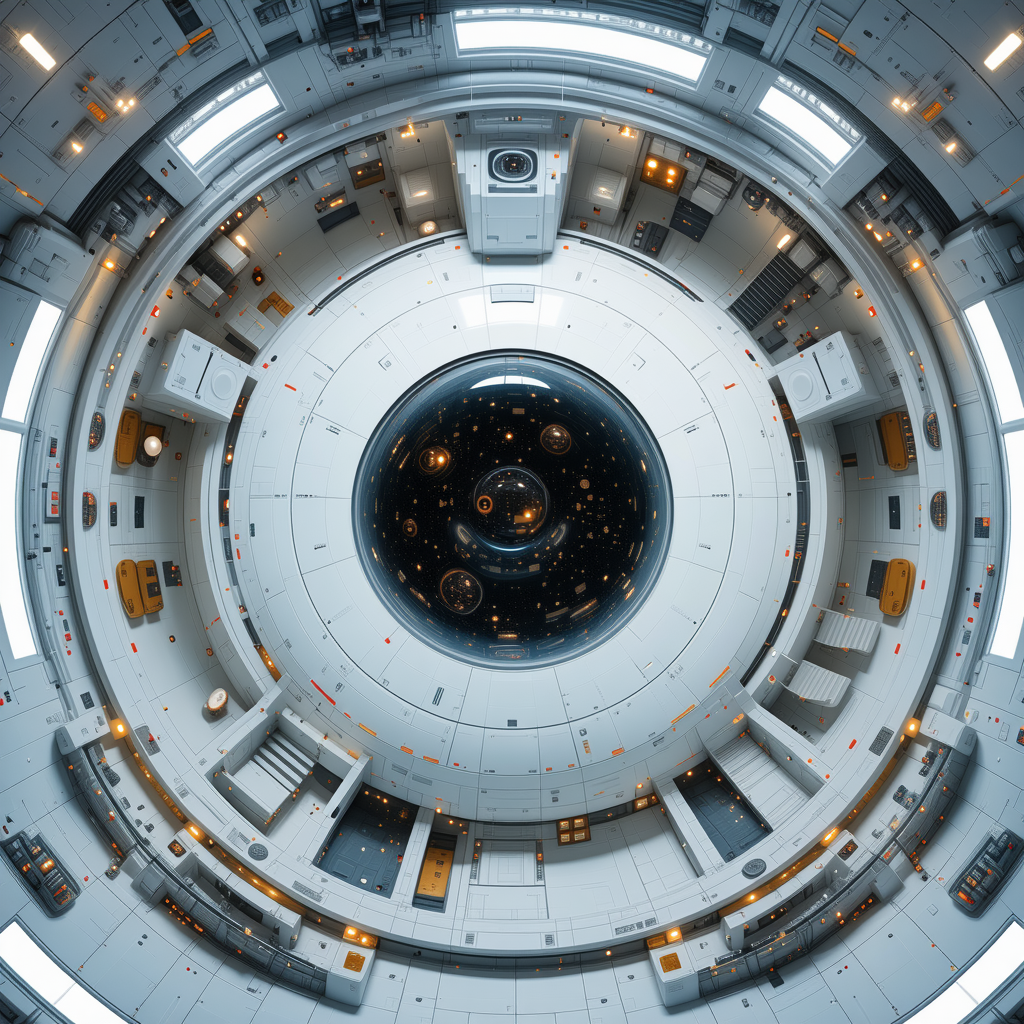 The Image Is A Close-up Of A Large, Round, White Structure With A Black Center