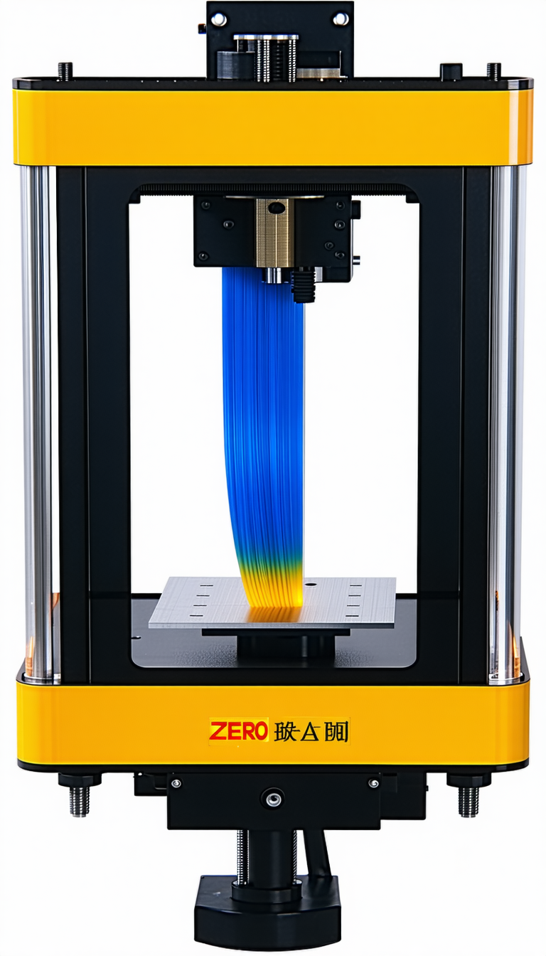 A Yellow Machine Is Making A Blue And Yellow Ribbon