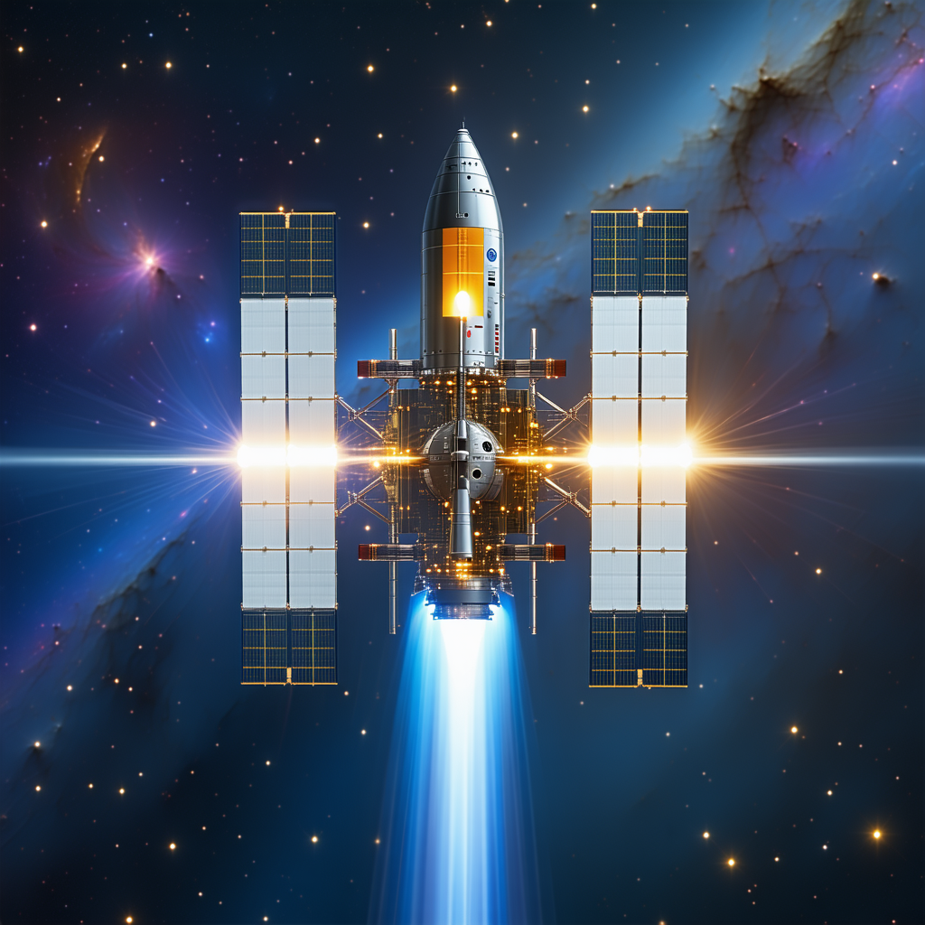 A Space Shuttle With A Large Satellite On Top Of It