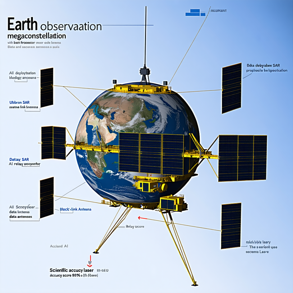 The Image Is A Diagram Of A Space Satellite, Which Is Designed To Observe The Earth