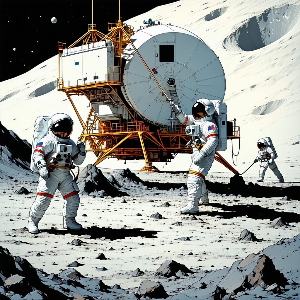 In The Image, There Are Three Astronauts Standing On The Moon