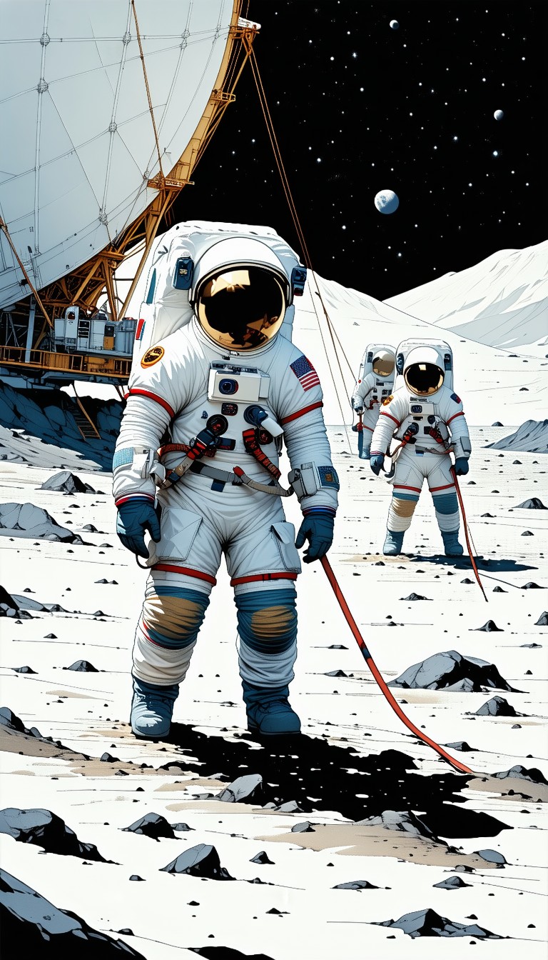 In The Image, There Are Three Astronauts Standing On The Moon