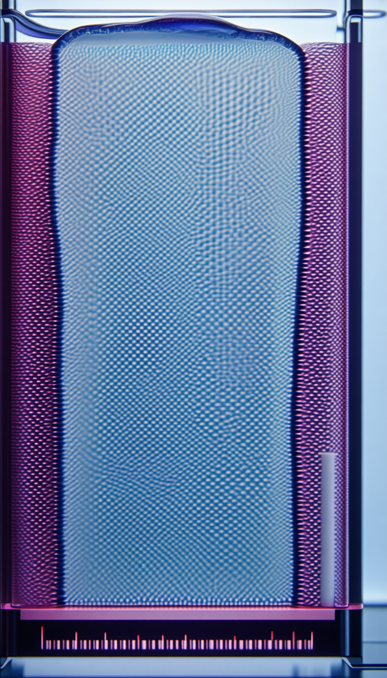 A Blue And Purple Glass Window With A Patterned Design