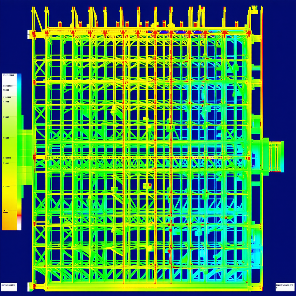 The Image Is A 3d Model Of A Building, Likely A Bridge, With A Blue Background