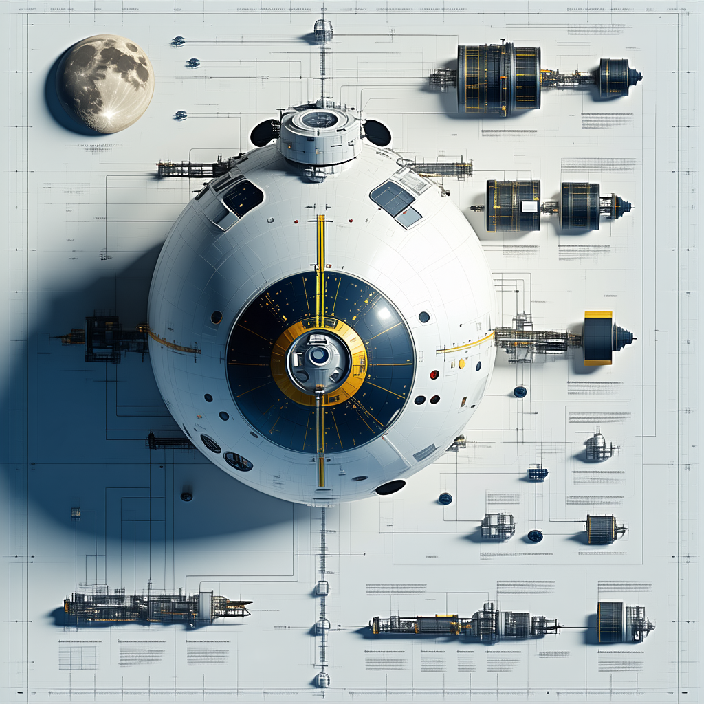 A Large White Spacecraft With A Blue Dome On Top