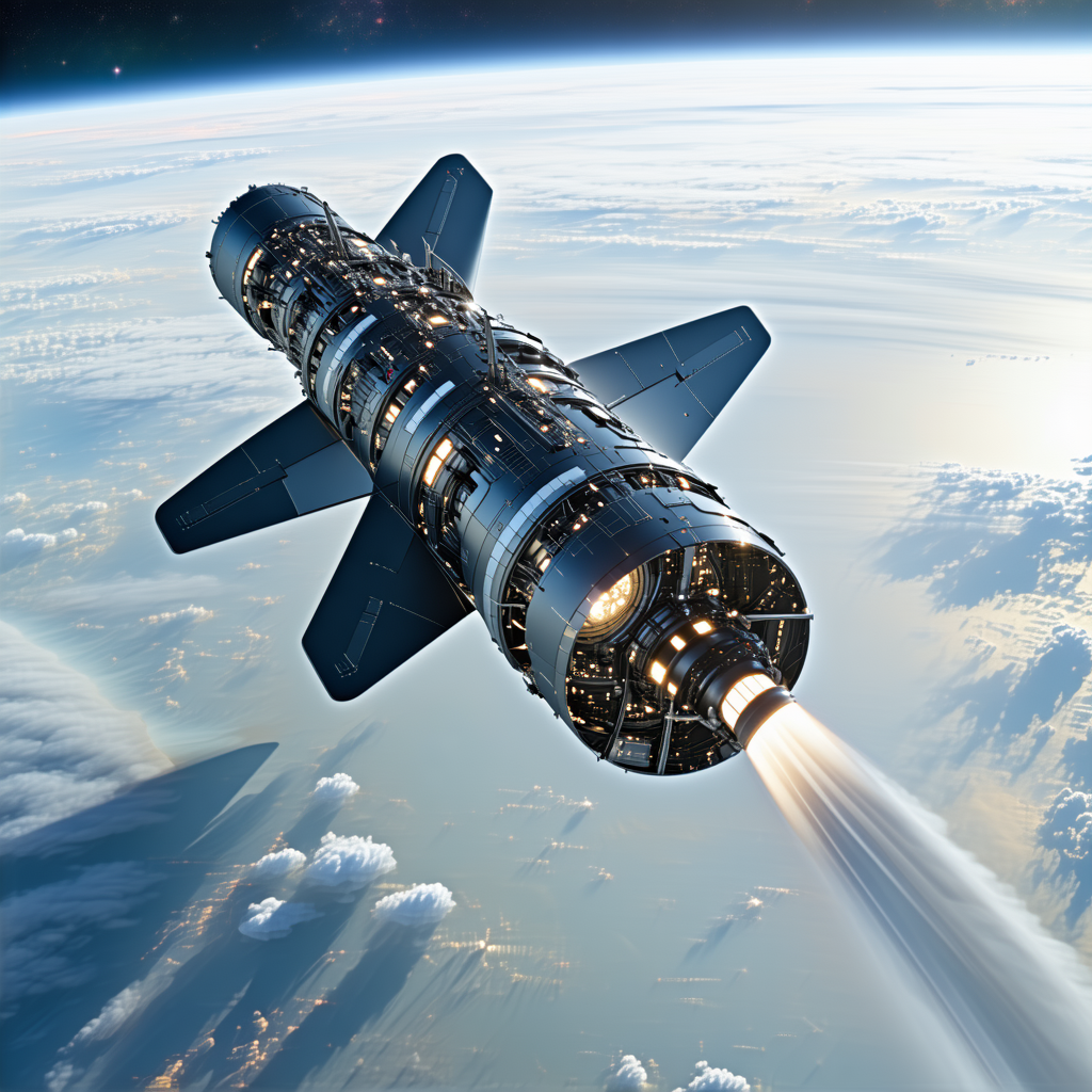 A Space Shuttle Is Flying Through The Air, Leaving A Trail Of Smoke Behind It