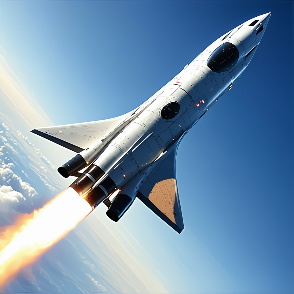A White Rocket Is Flying Through The Sky, Leaving A Trail Of Smoke Behind It