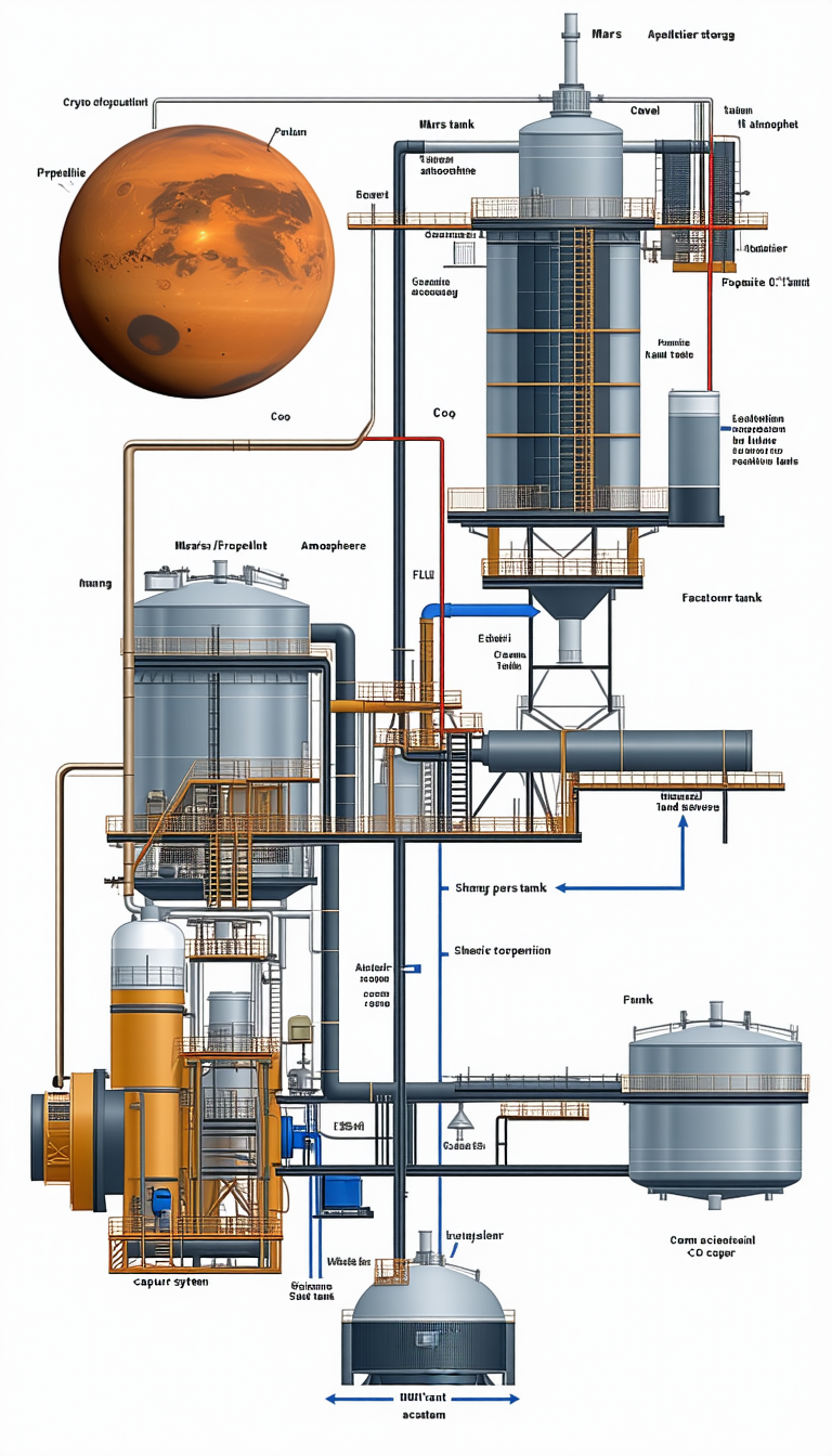 A Large Industrial Plant Is Shown In A Diagram, With Various Pipes And Equipment Labeled