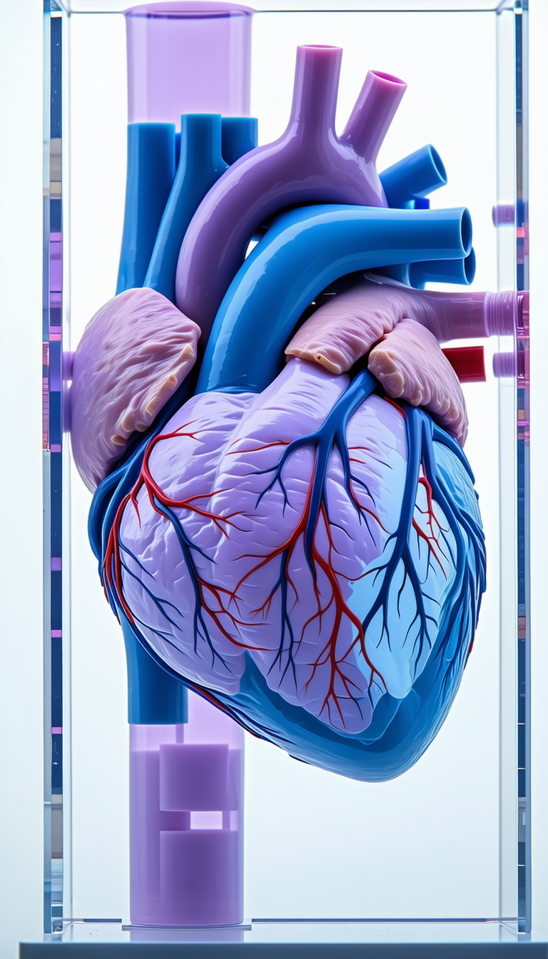 A Heart-shaped Model Made Of Plastic, With A Purple And Blue Color Scheme