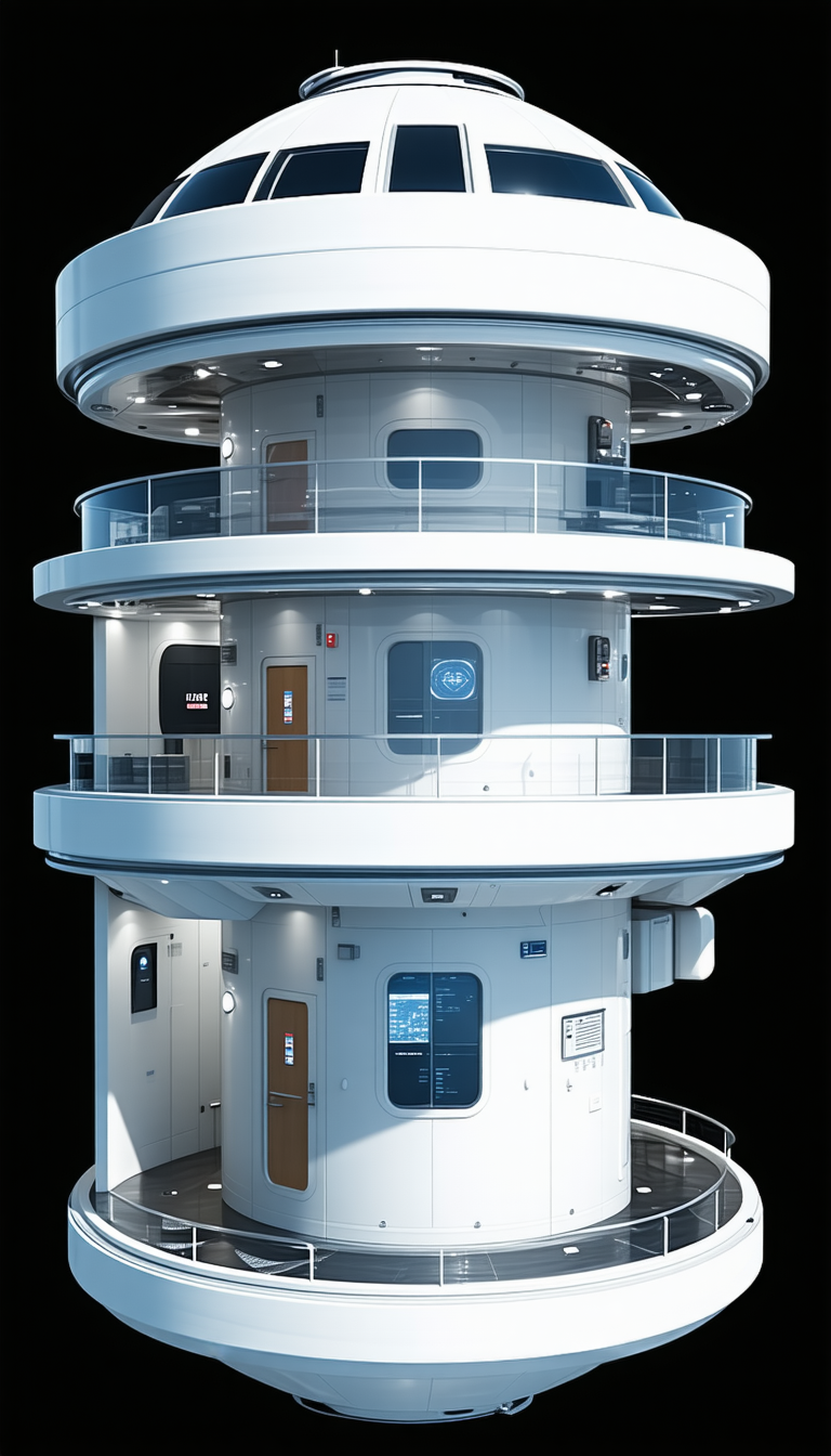A Large White Building With A Spiral Staircase Is Shown In A 3d Rendering