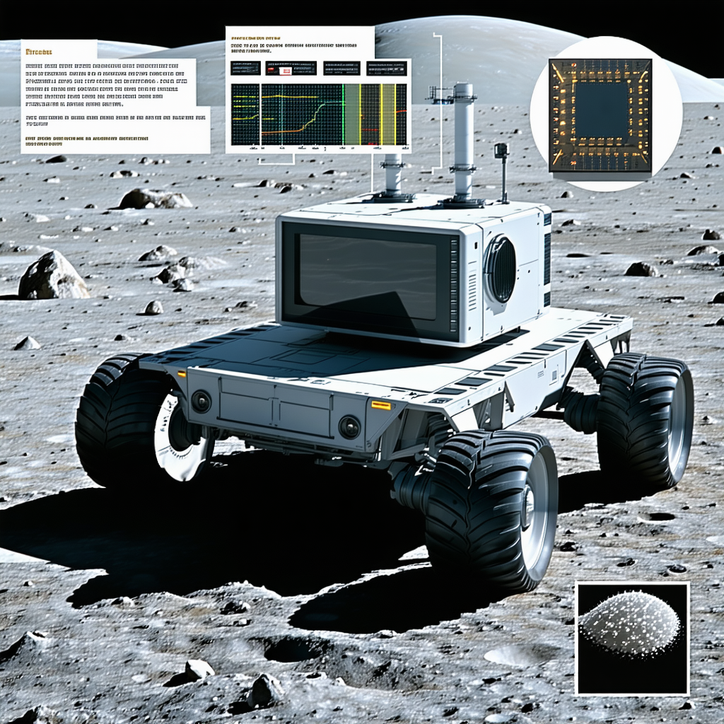 A White Robotic Vehicle Is Parked On The Moon's Surface