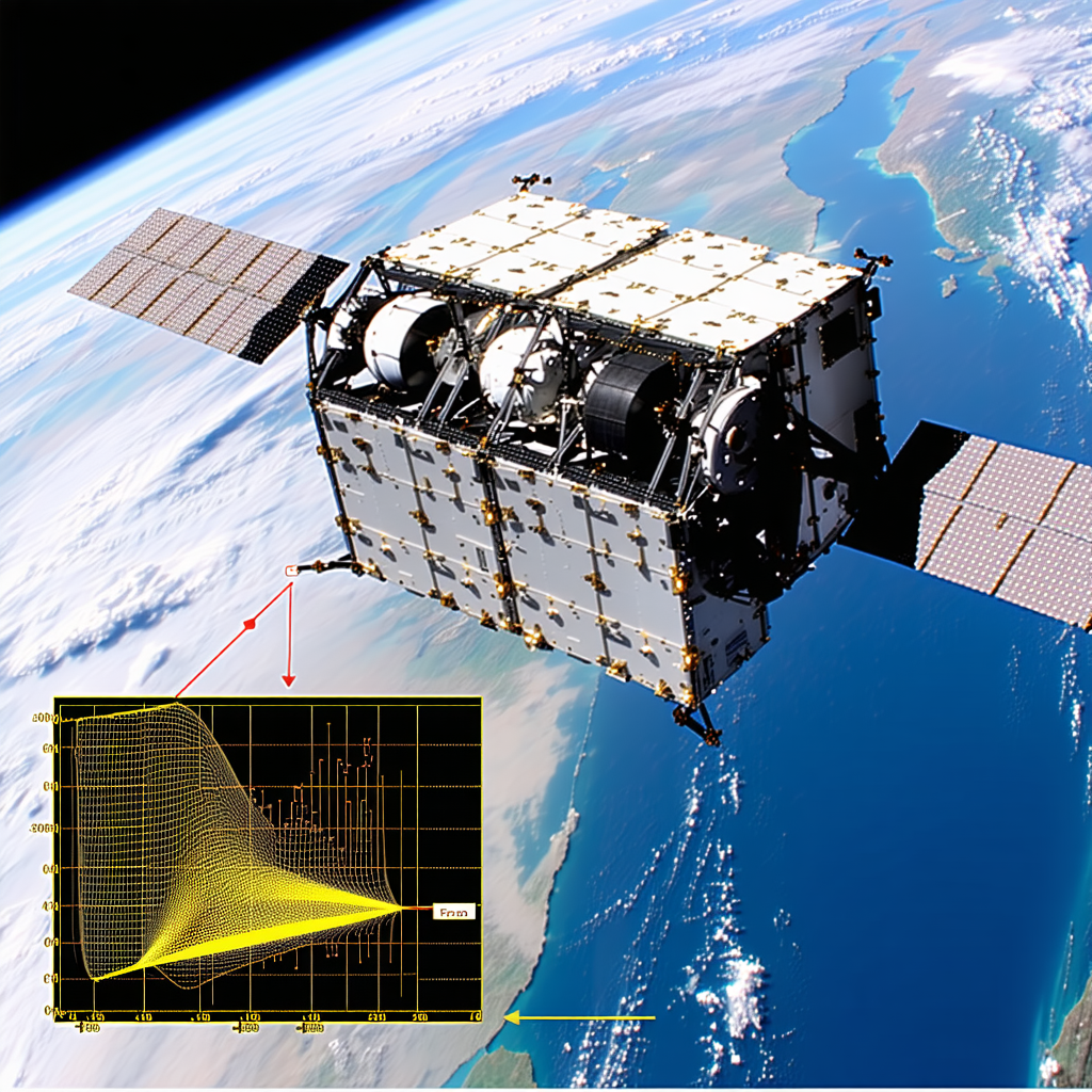 A Spacecraft, Possibly A Satellite, Flying Over A Blue Ocean
