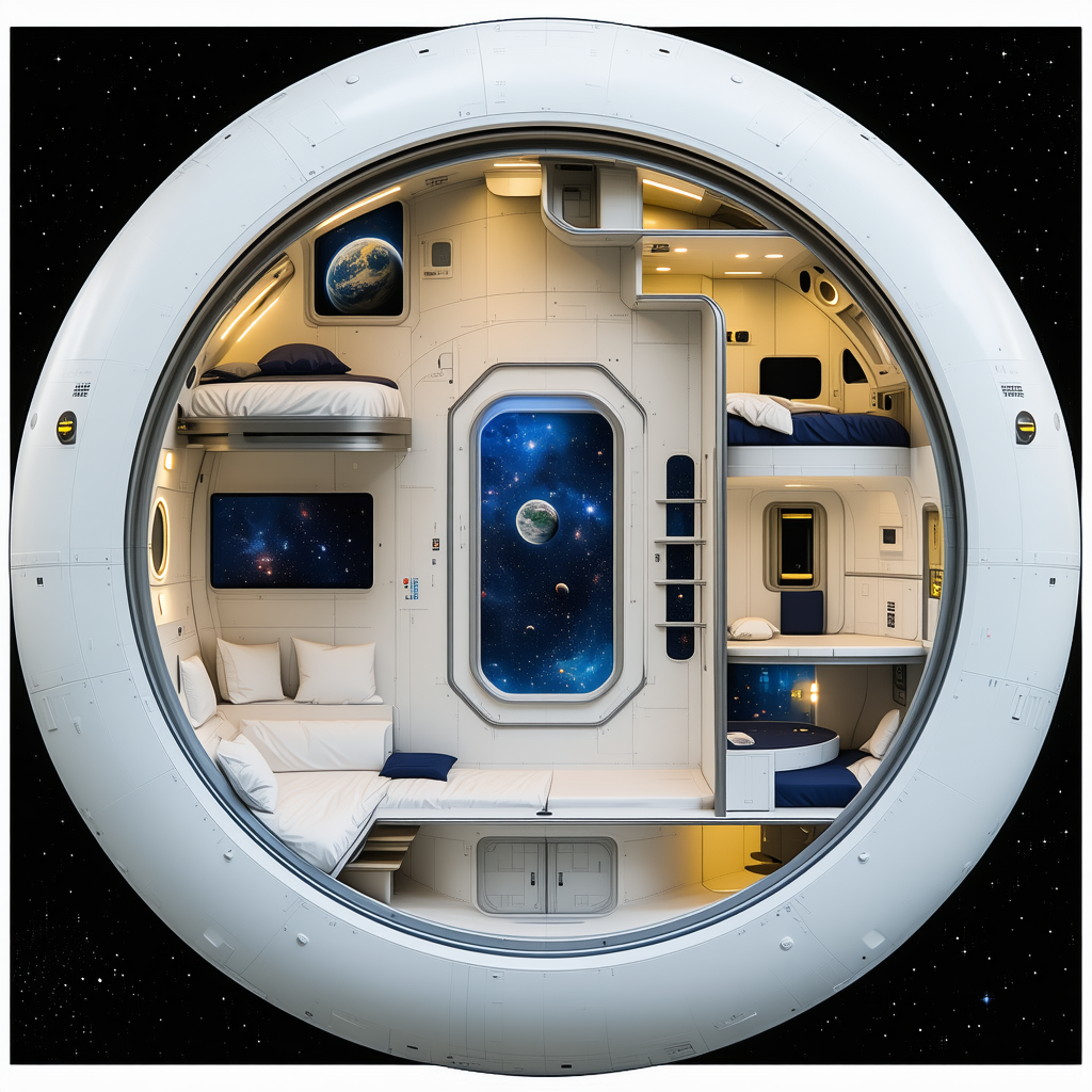 A Futuristic Space Station With A Large, Round