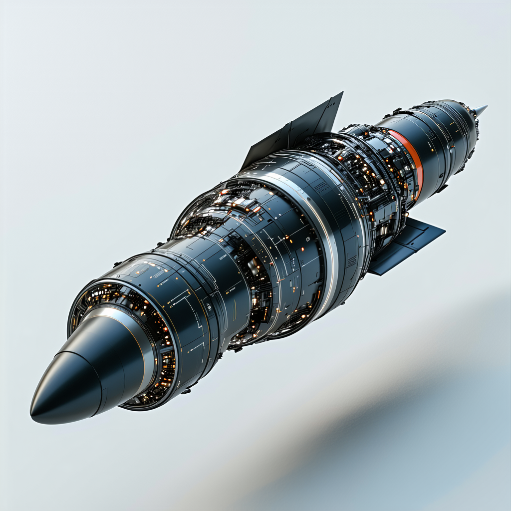 A Large Black Missile Is Shown In A Close-up View