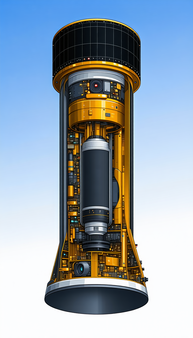 A Yellow And Black Space Shuttle Is Shown In A Detailed Drawing