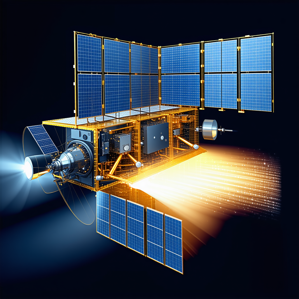 A Spacecraft With A Large Solar Panel On Its Side