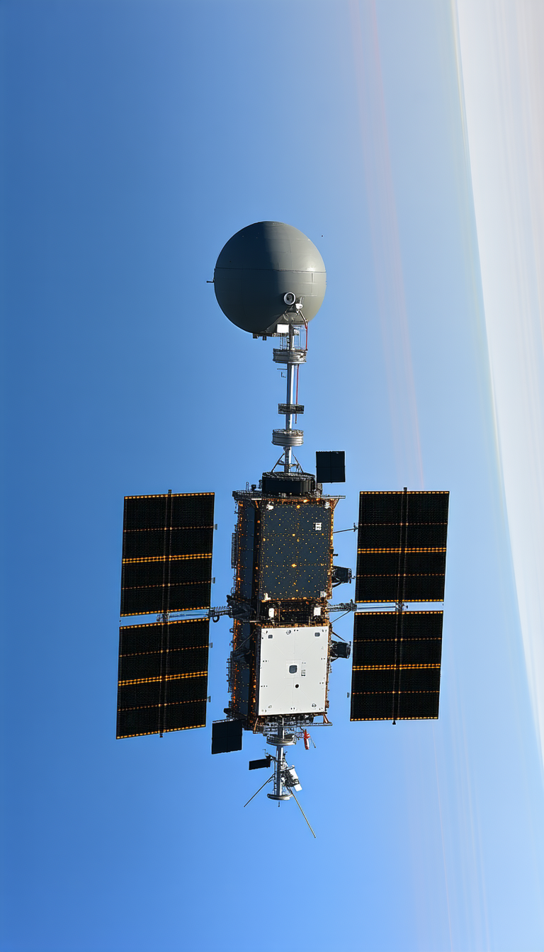A Space Shuttle With A Large Satellite On Top Of It