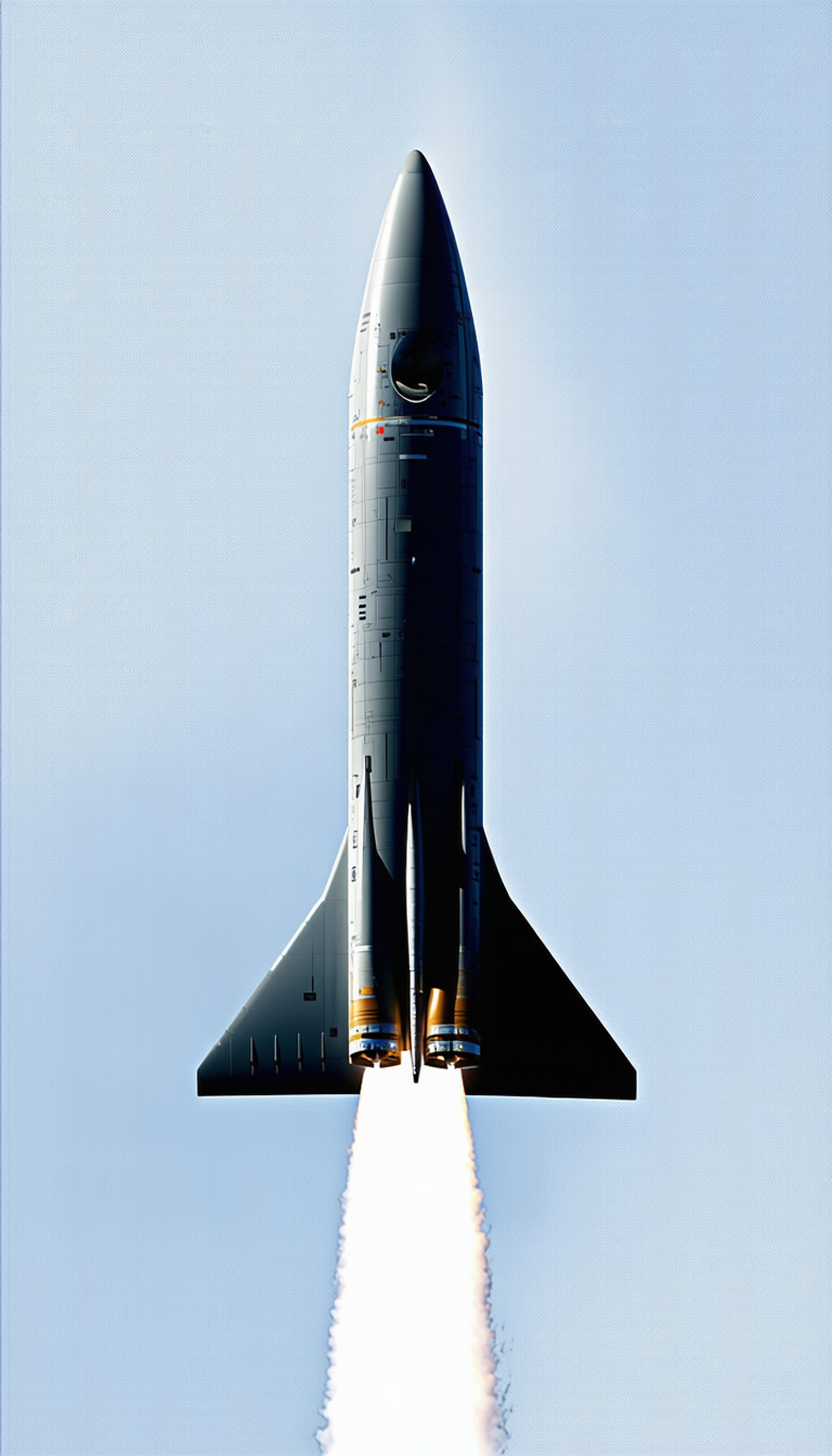 A Rocket Is Seen In The Sky, With Its Tail End Visible
