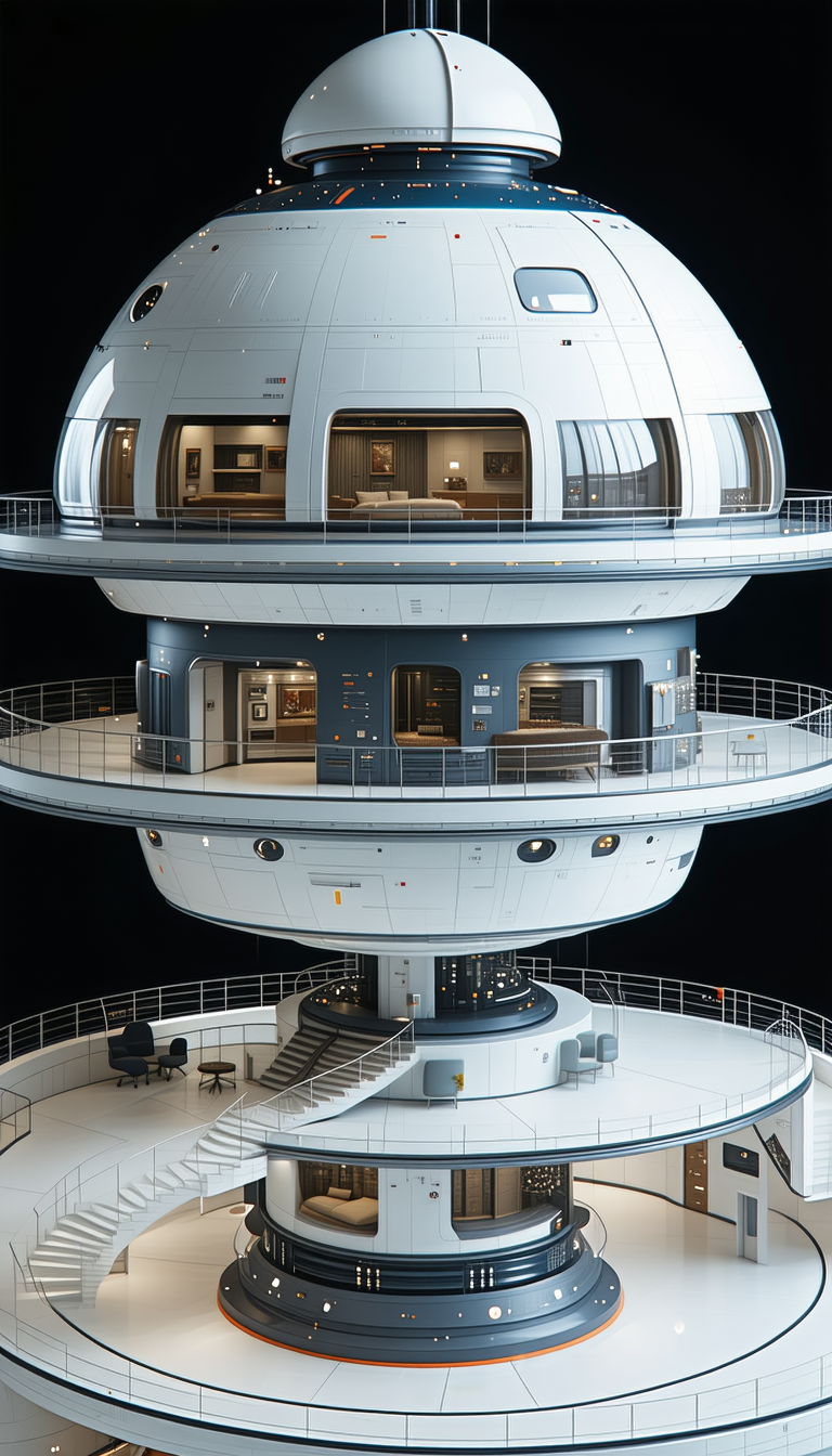 The Image Is A 3d Model Of A Large, Round Building With A Dome-shaped Roof