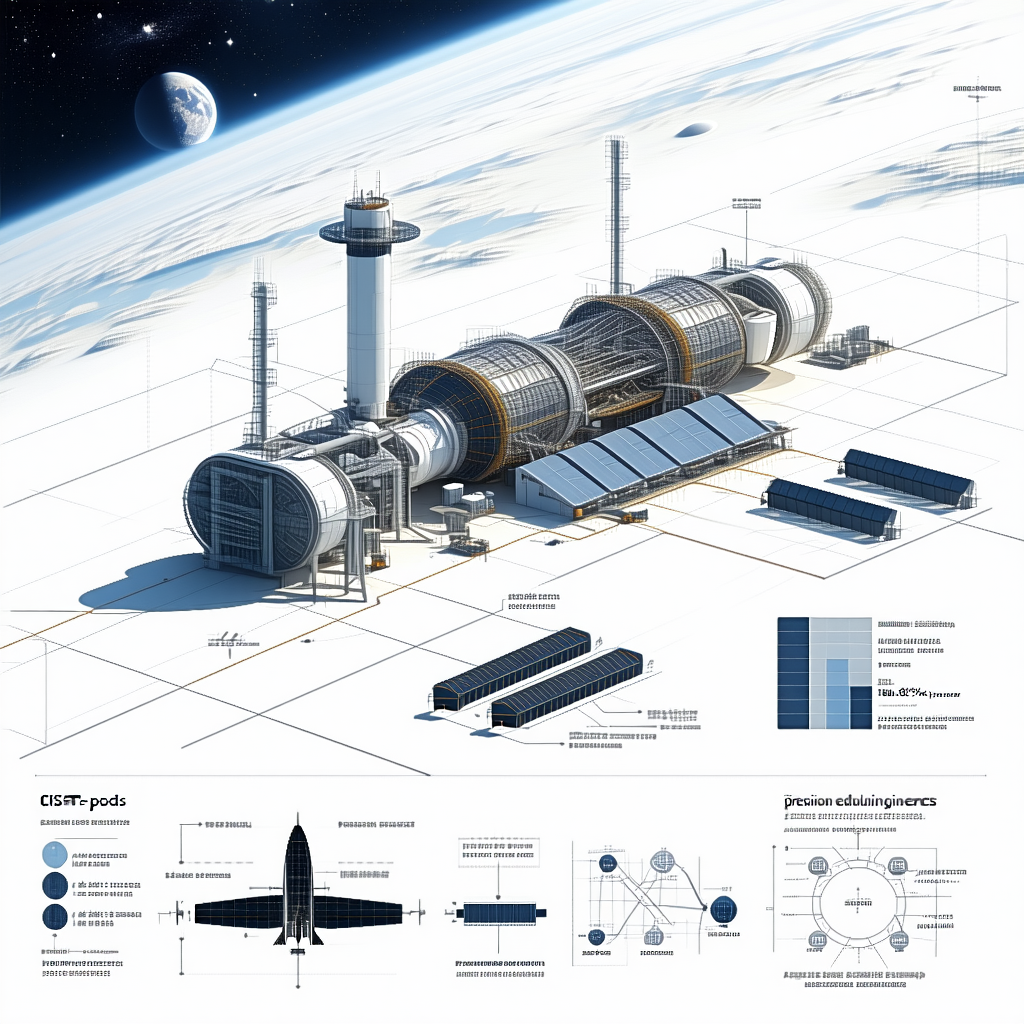 A Large Space Station Is Shown In A Drawing, With A Space Shuttle Docked To It