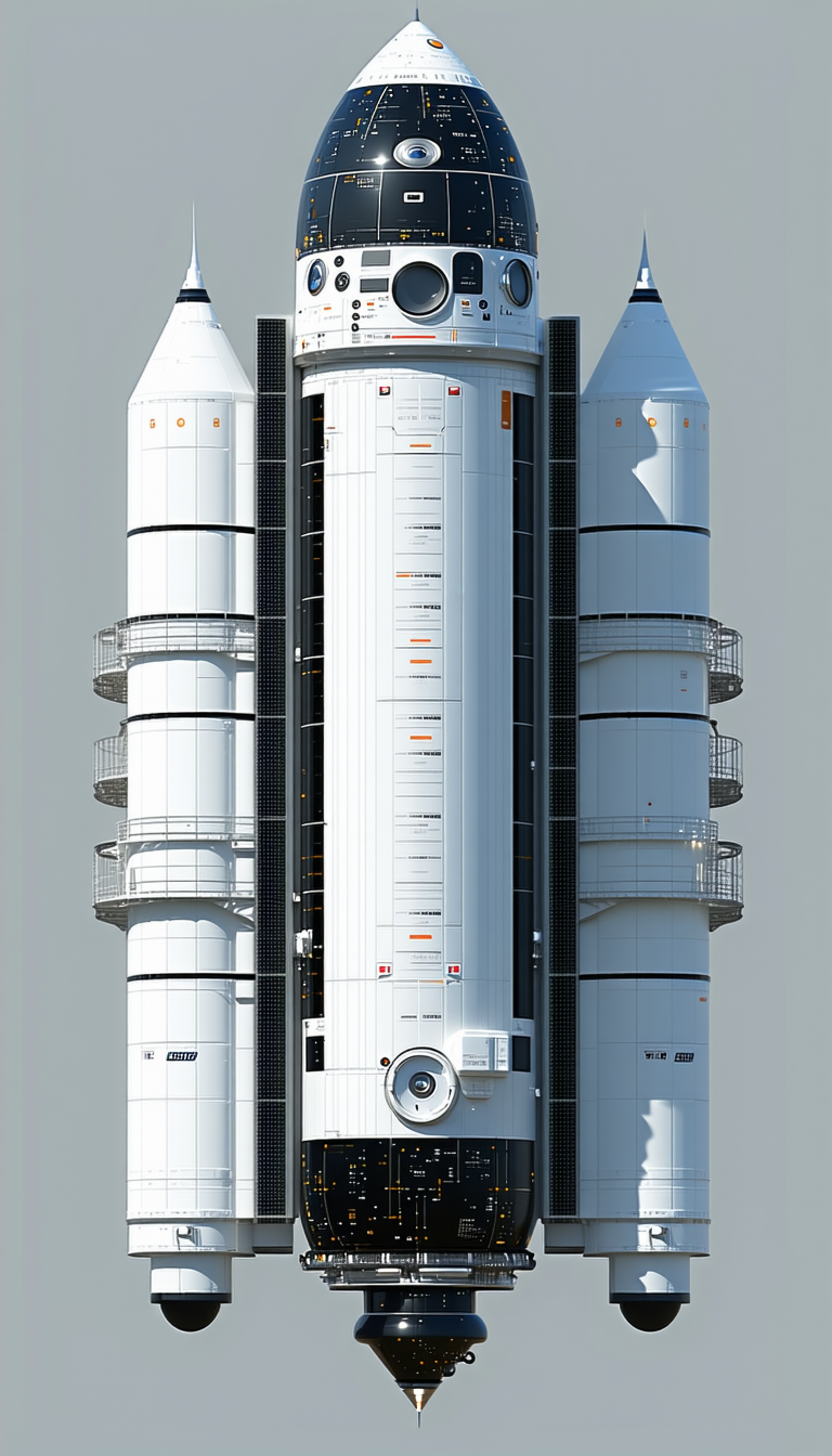 A Large White Rocket Ship Is Shown In A 3d Model
