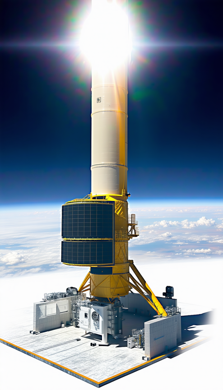 A Large Yellow Tower With A Black Top Is Standing In The Middle Of A Field