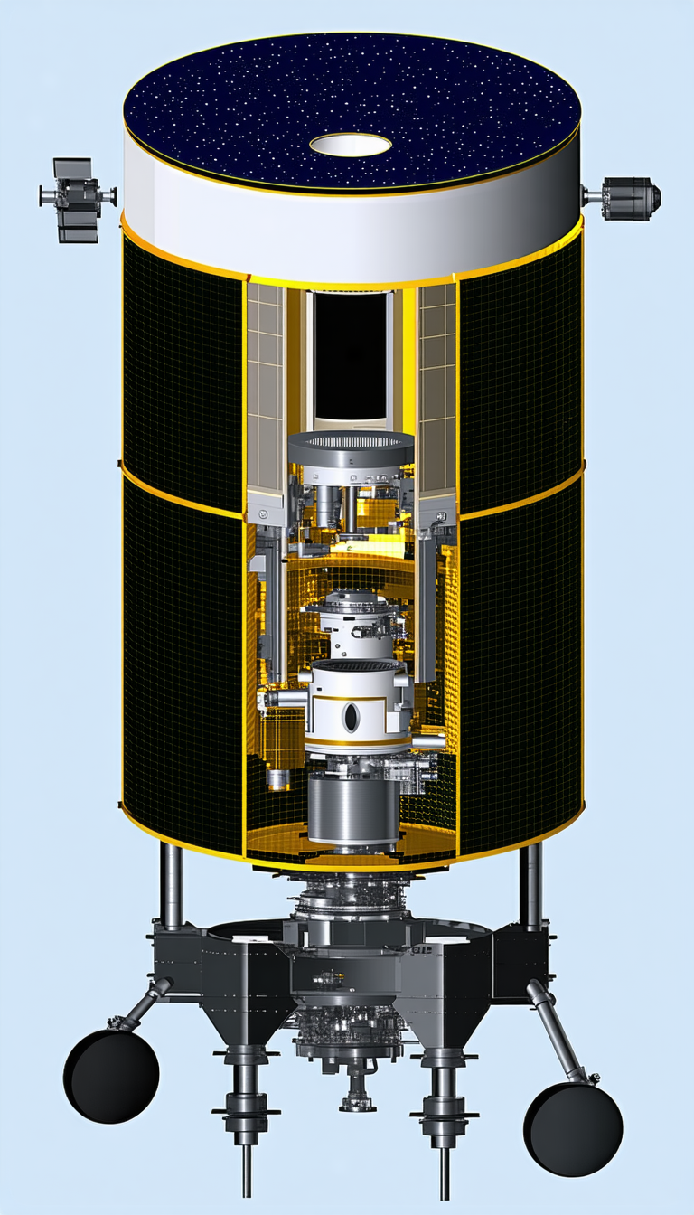 A Large Satellite Dish With A Yellow And Black Color Scheme