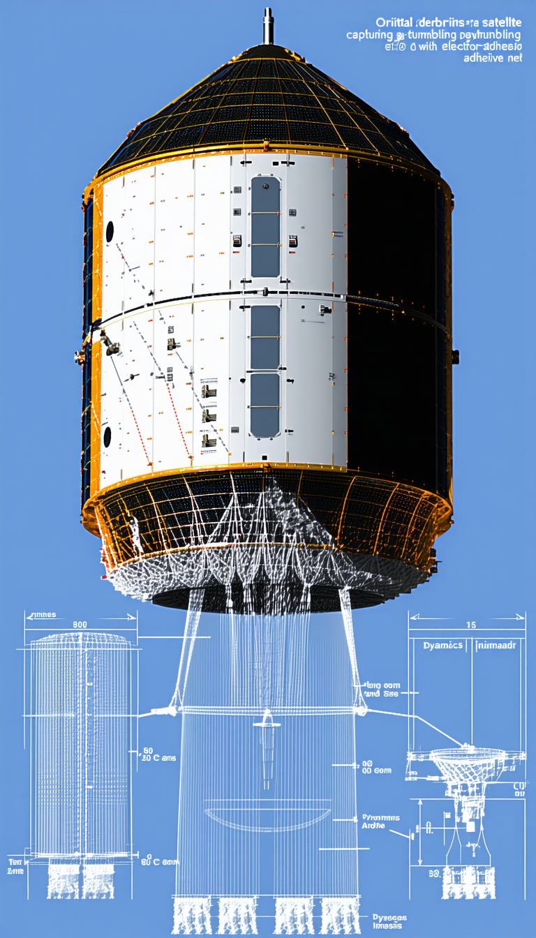 A Large, White, And Orange Spacecraft Is Shown In A Blue Sky