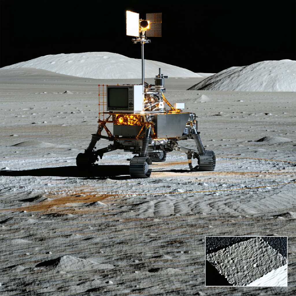 A Rover On The Moon, With A Large Satellite Dish On Top Of It