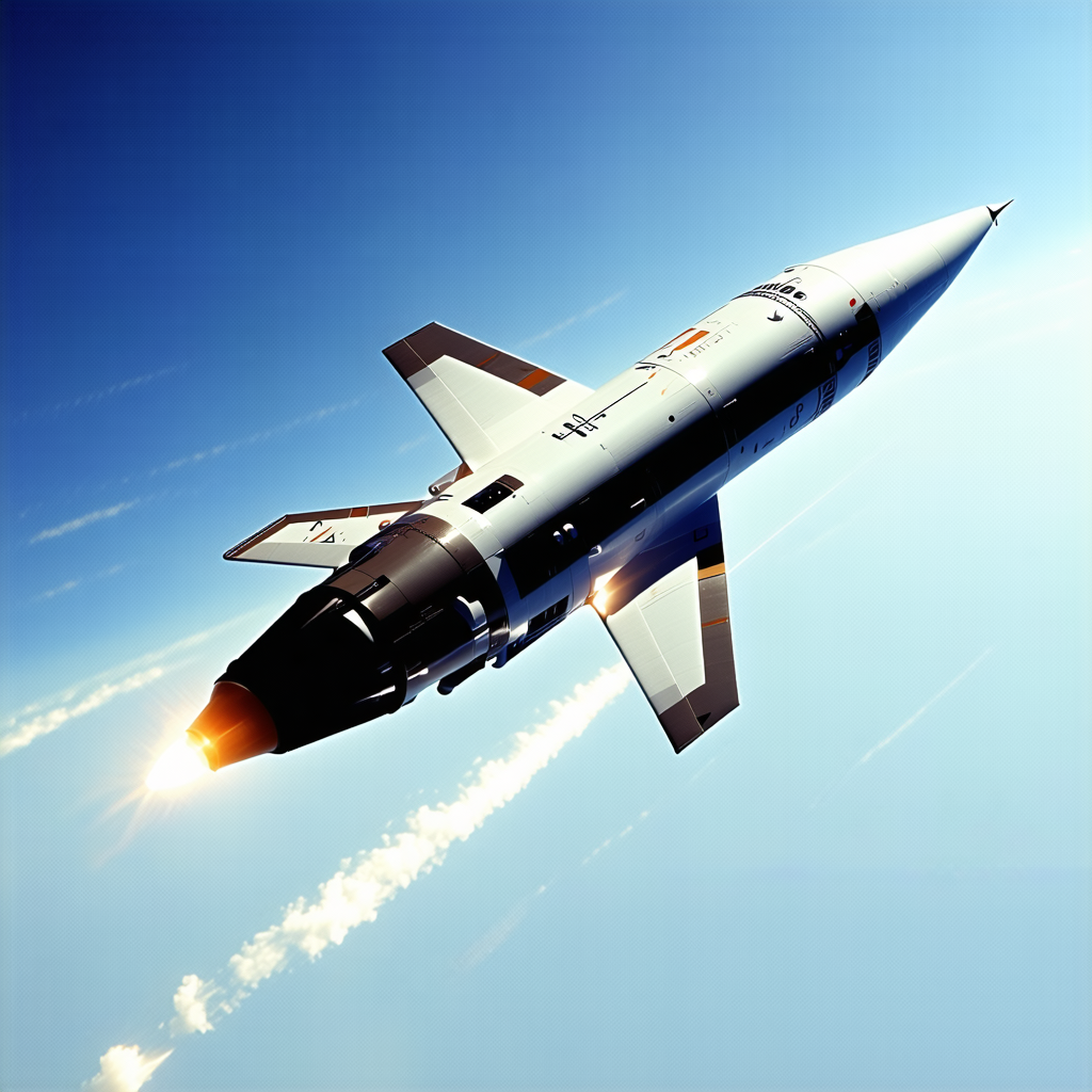 A Rocket Is Flying Through The Sky, Leaving A Trail Of Smoke Behind It