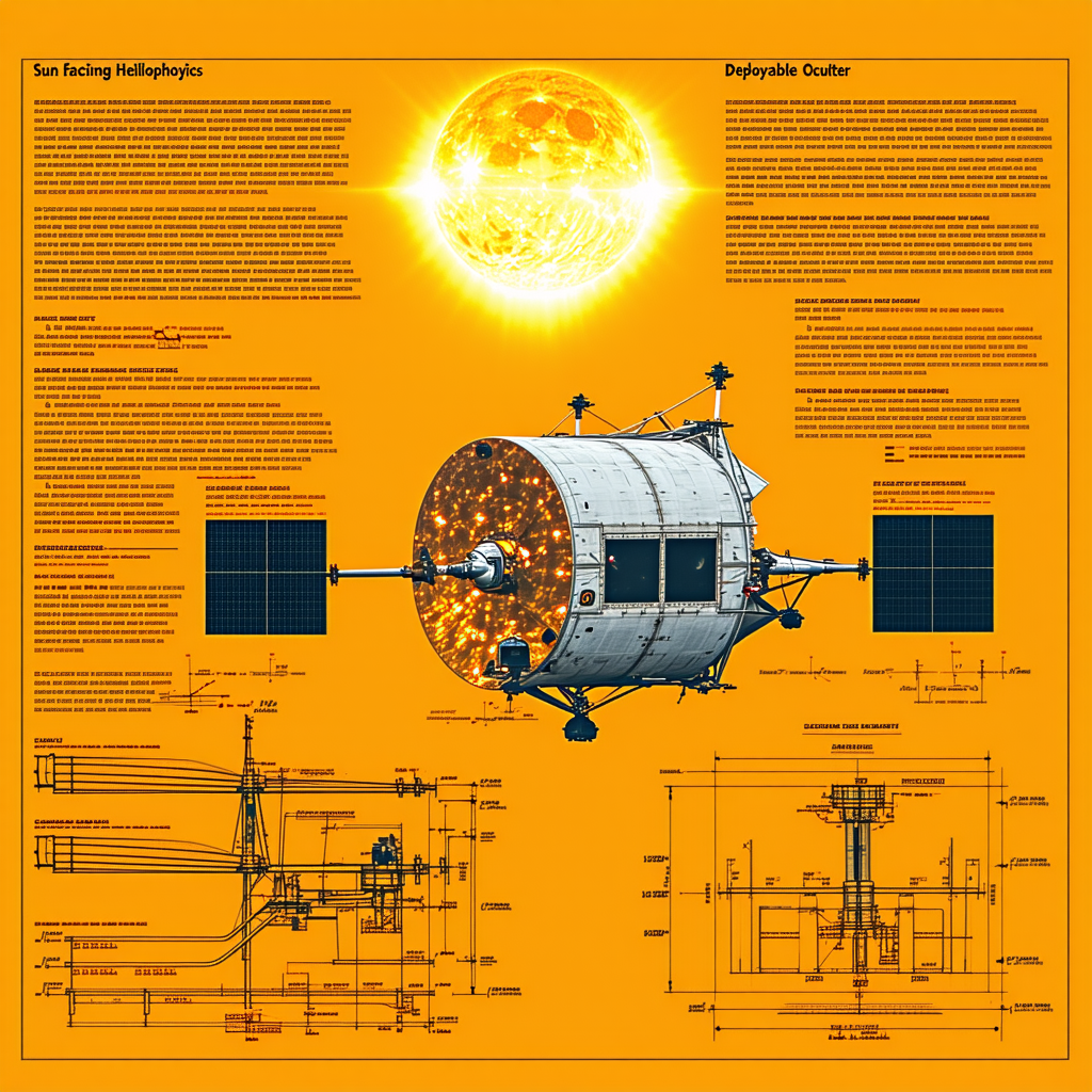 A Large Spacecraft Is Shown In A Diagram, With A Sun In The Background