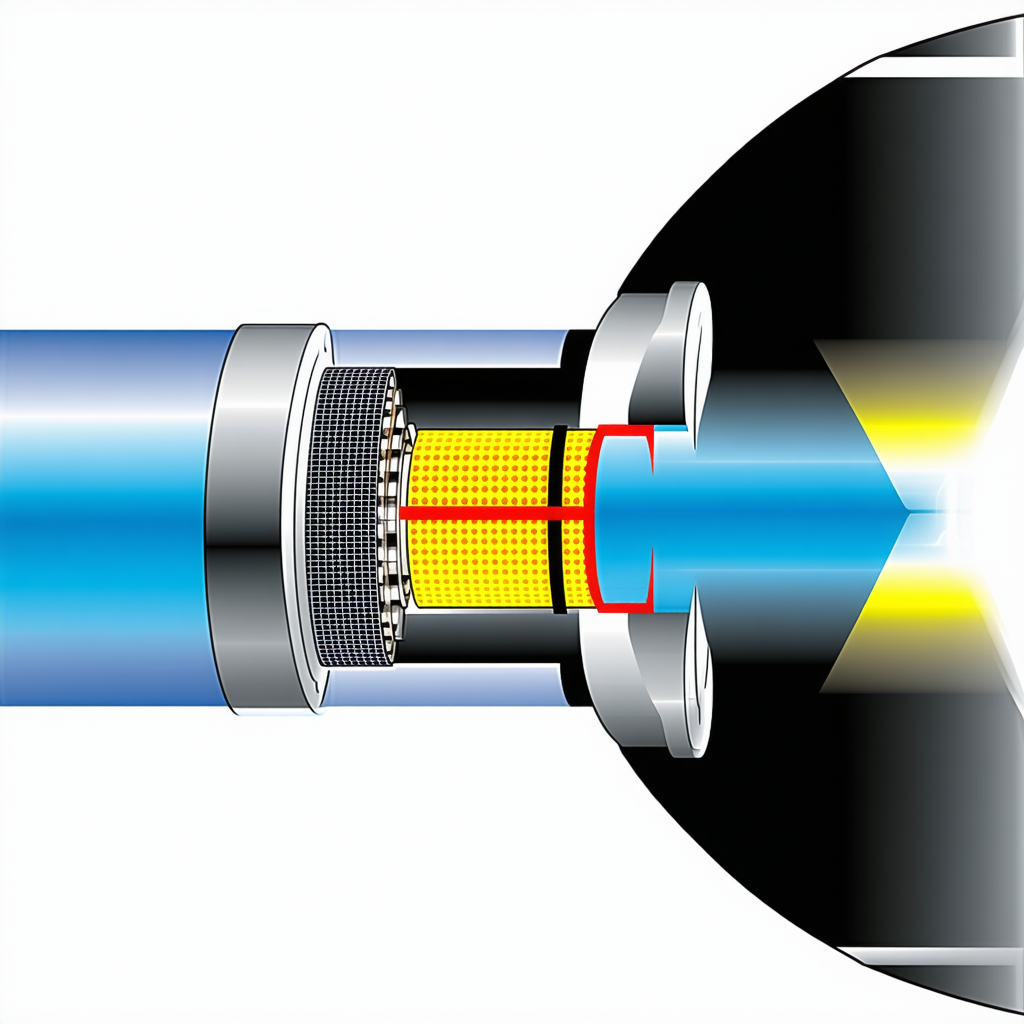 A Blue Tube Is Shown In A Close-up View, With A Yellow Light Shining Through It