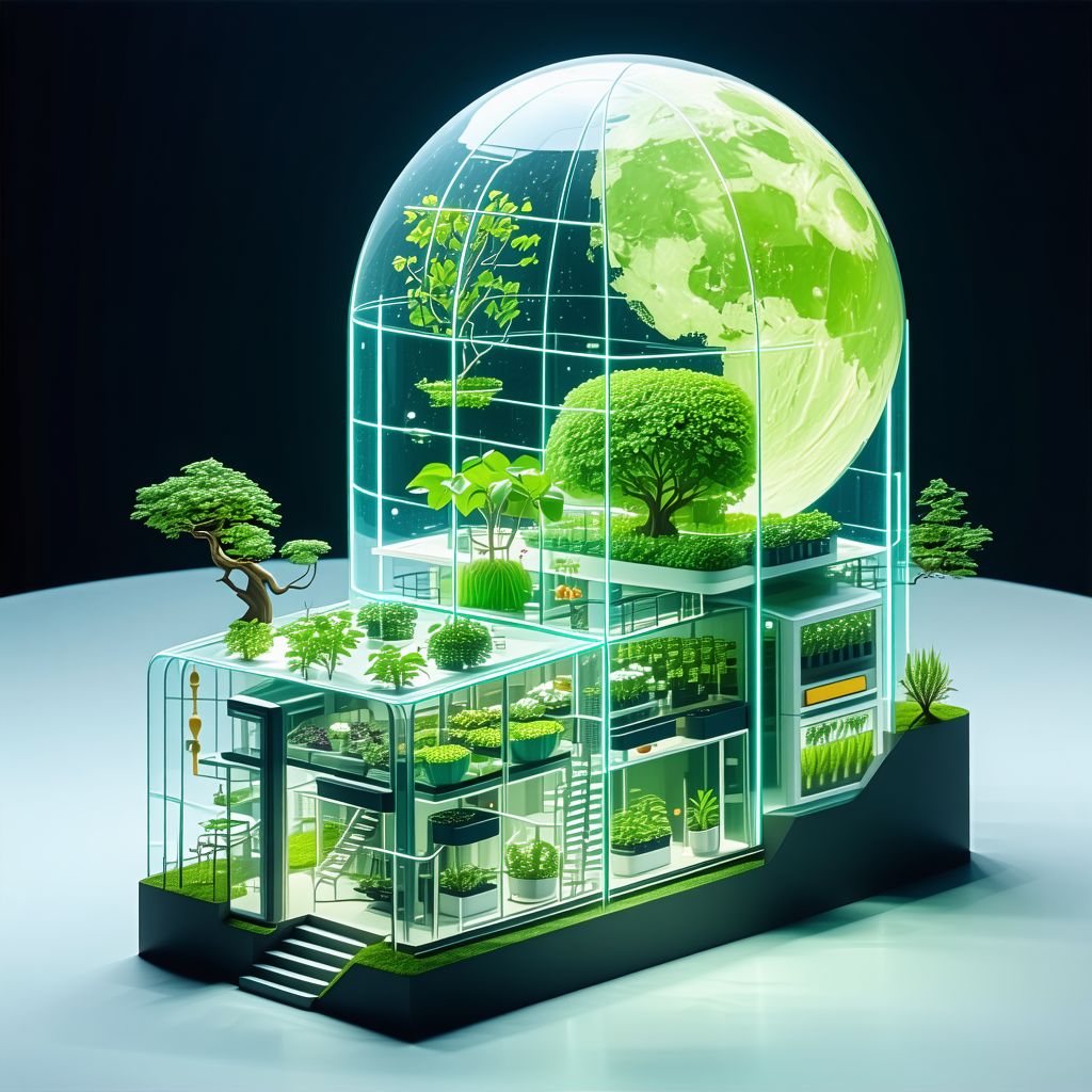 A Large, Futuristic Greenhouse With A Dome-shaped Roof