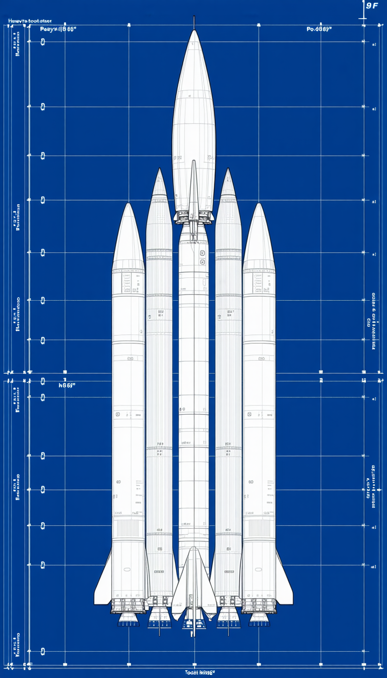 The Image Is A Blueprint Of A Rocket Ship, Showing The Rocket's Three Main Sections
