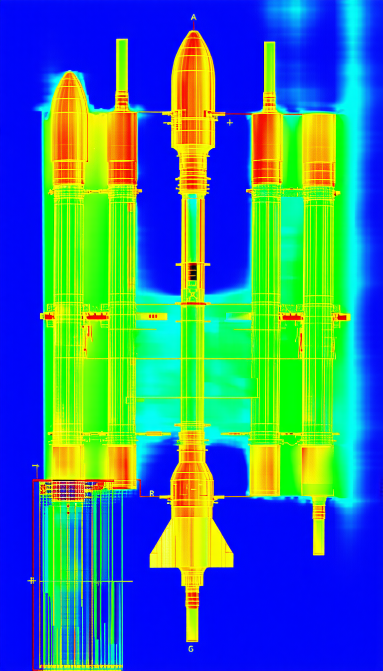 The Image Is A Close-up Of A Large, Industrial-looking Structure With A Blue Background