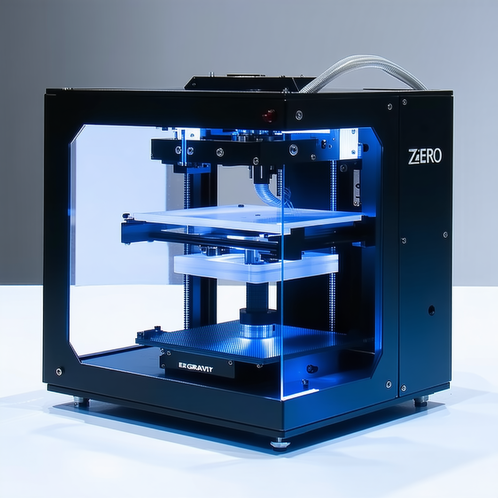 A Black And Blue 3d Printer Sitting On A White Table