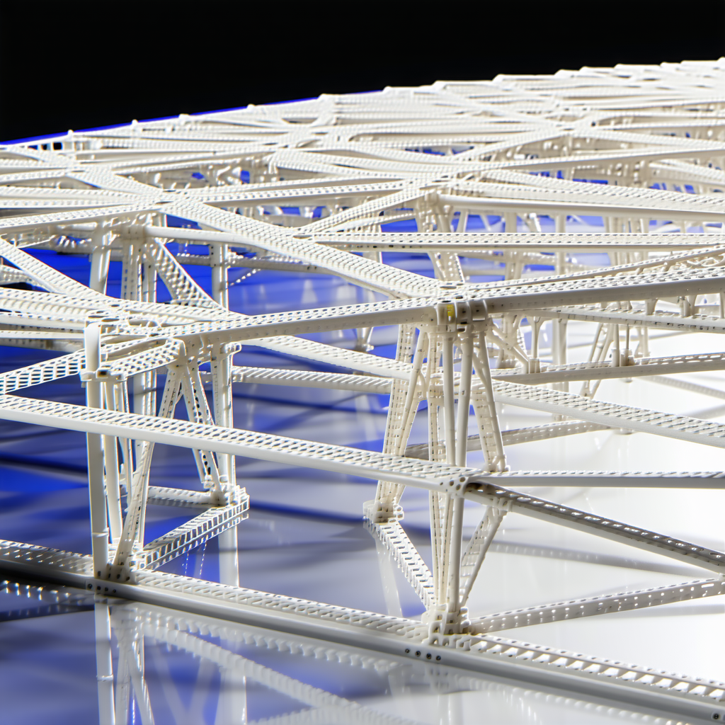A Large White Structure, Possibly A Bridge Or A Building, With A Blue Background