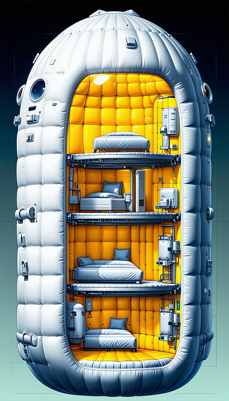 A Large, White, And Yellow Spacecraft Is Shown In A Computer-generated Image