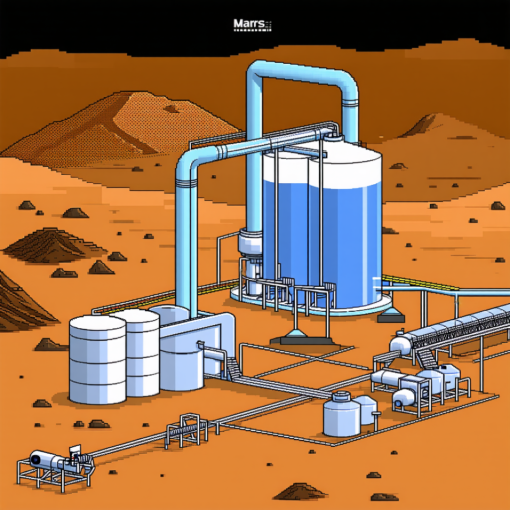 The Image Is A Cartoon Drawing Of A Factory On Mars