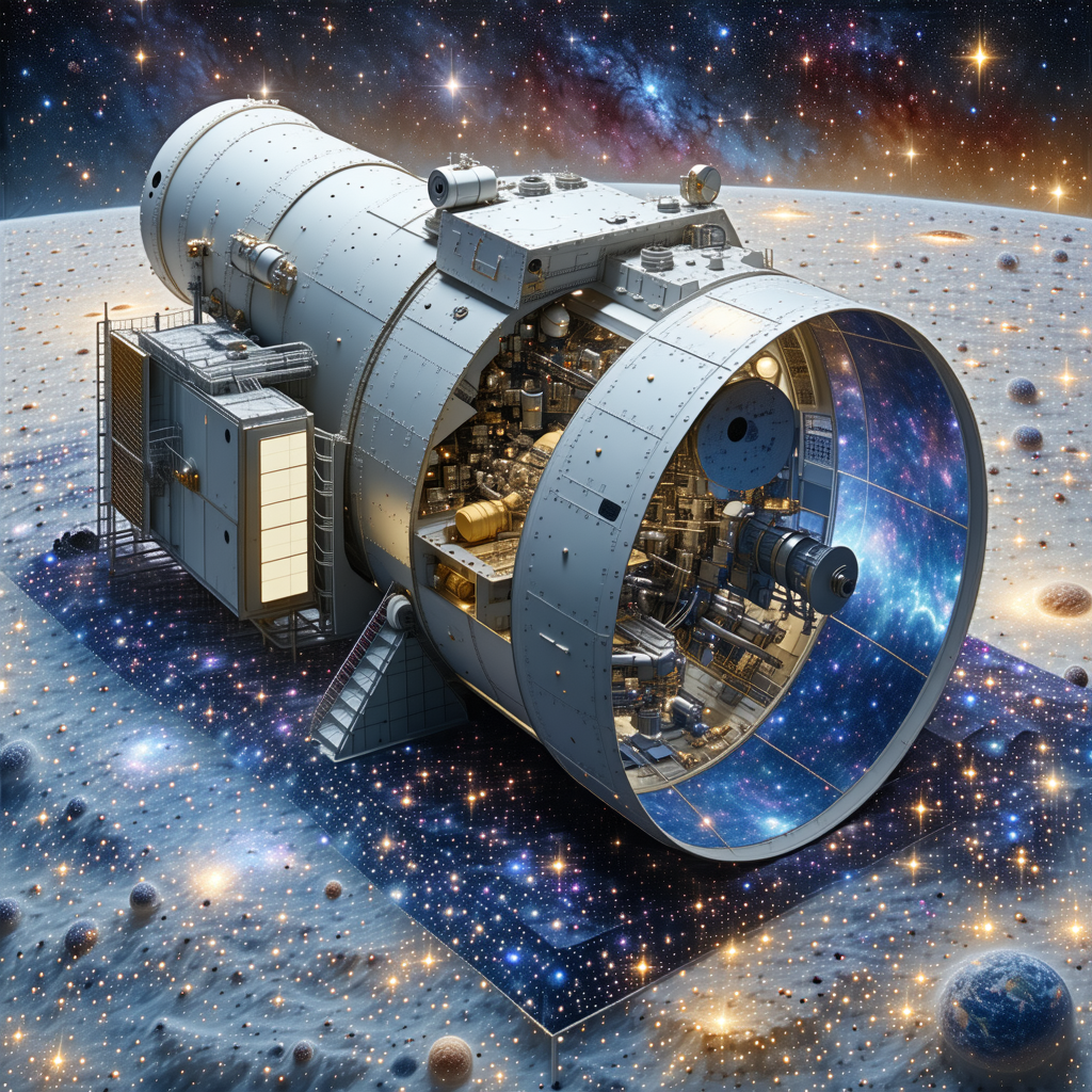 In The Image, There Is A Large Spacecraft With A Dome-shaped Structure On Top Of It