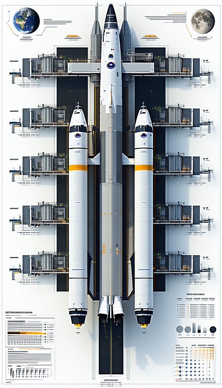 A Large White Rocket Is Displayed In A Hangar, With Its Two Main Sections Connected