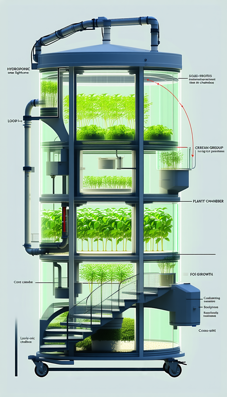 A Large, Multi-level Structure With A Variety Of Plants Growing On Each Level